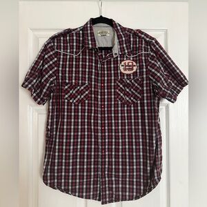 American Eagle Outfitters Red and Blue Plaid Shirt